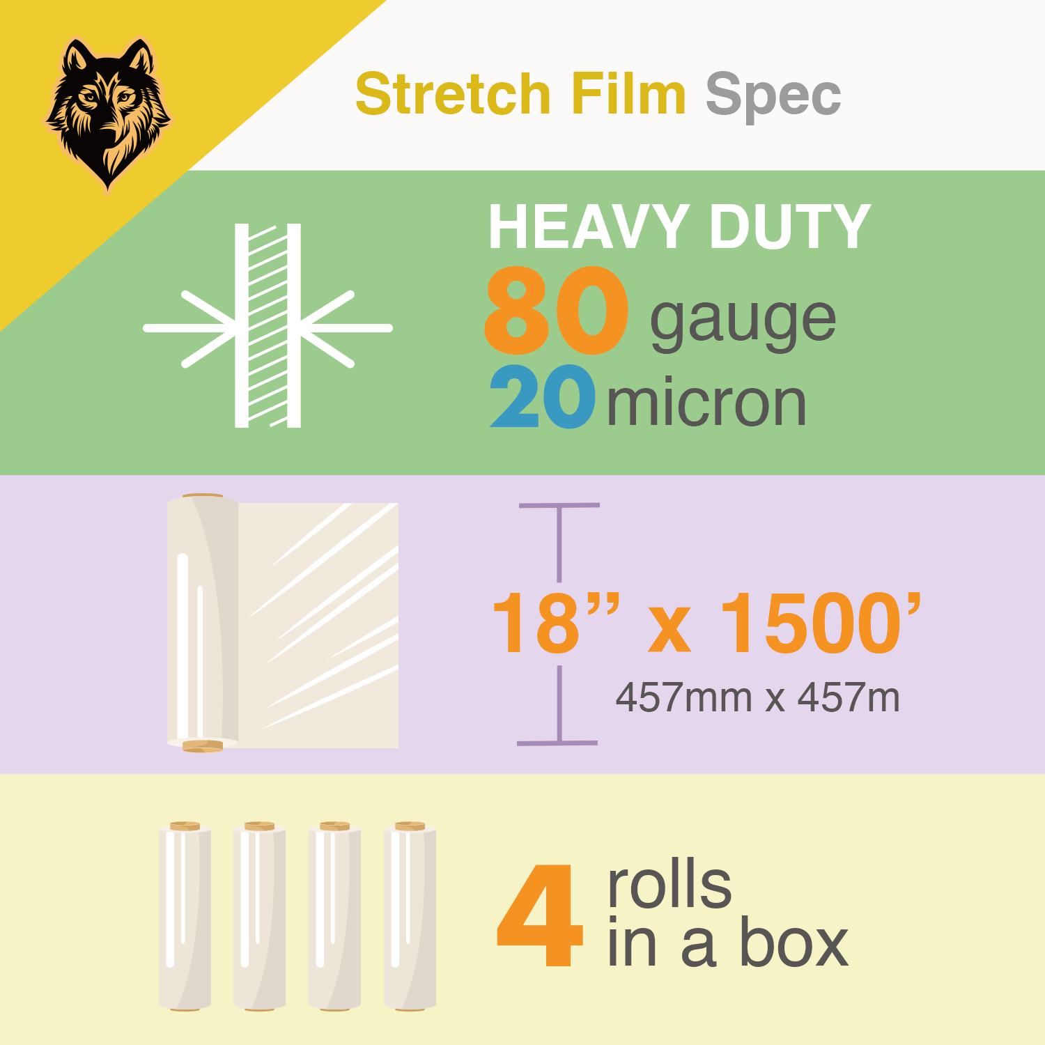 stretch film 80 gauge 20 micron