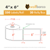 4" x 6" thermal transfer label, 250 labels per roll